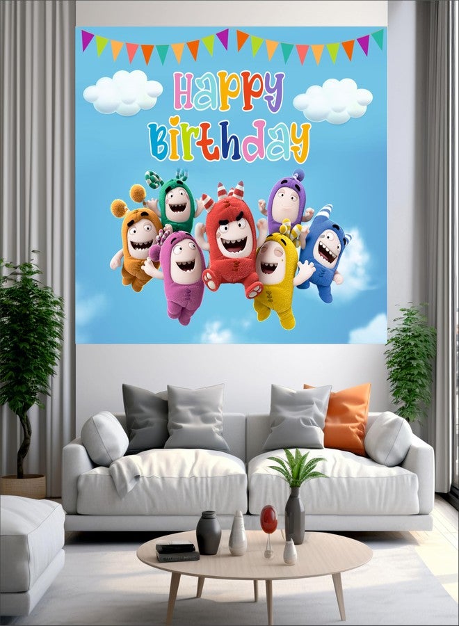 Party Baazaar Oddbods Birthday Backdrop 5x4 Ft | Backdrops for Decoration | Birthday Decoration Backdrop | Banner for Kids Theme Party - Image 2